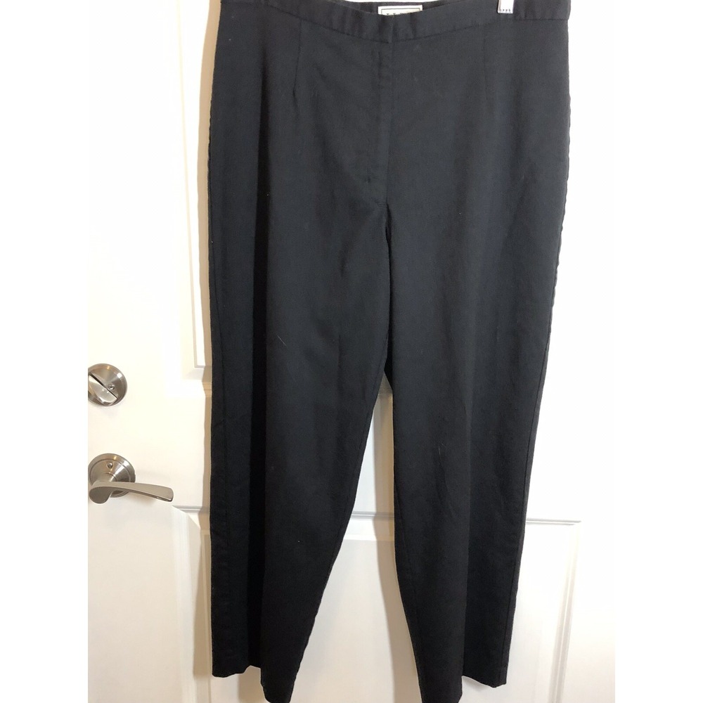 L.L. Bean Pants Women's 14P Black Wool Blend Crepe Pleated Dress Casual Career